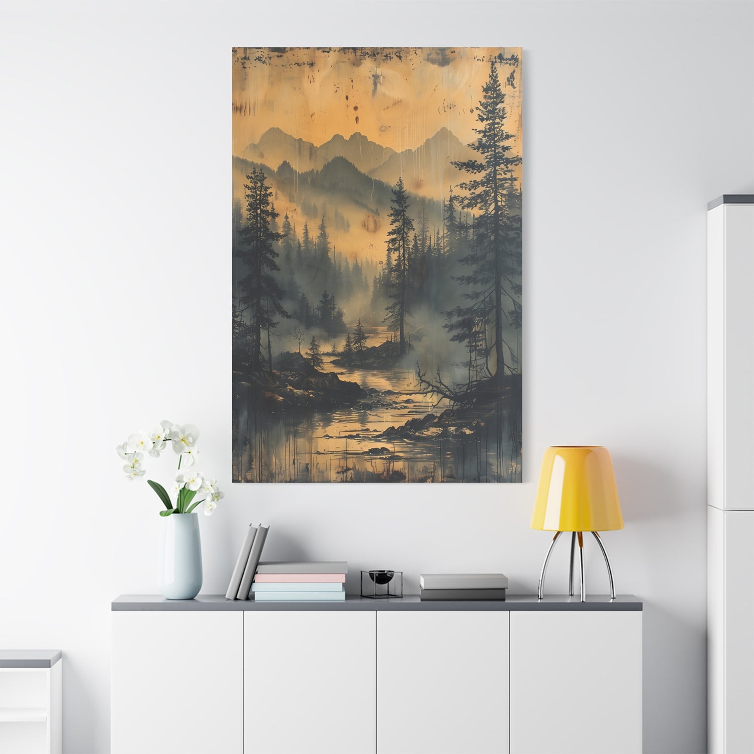 Mountain Mist Landscape Canvas Art— Rustic Pine Forest Wall Art - The Art Hub