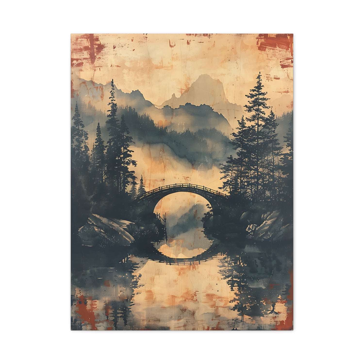 Chinese Landscape Painting Art — Misty Forest Landscape Matte Stretched Print - The Art Hub
