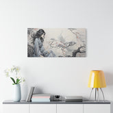 Canvas Wall Art Serene Geisha in Misty Cherry Blossom - The Art Hub