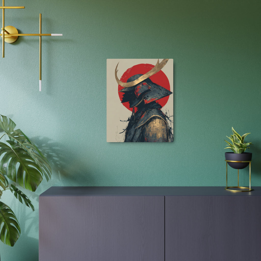 Samurai Helmet Metal Art Sign — Japanese Warrior Wall Decor