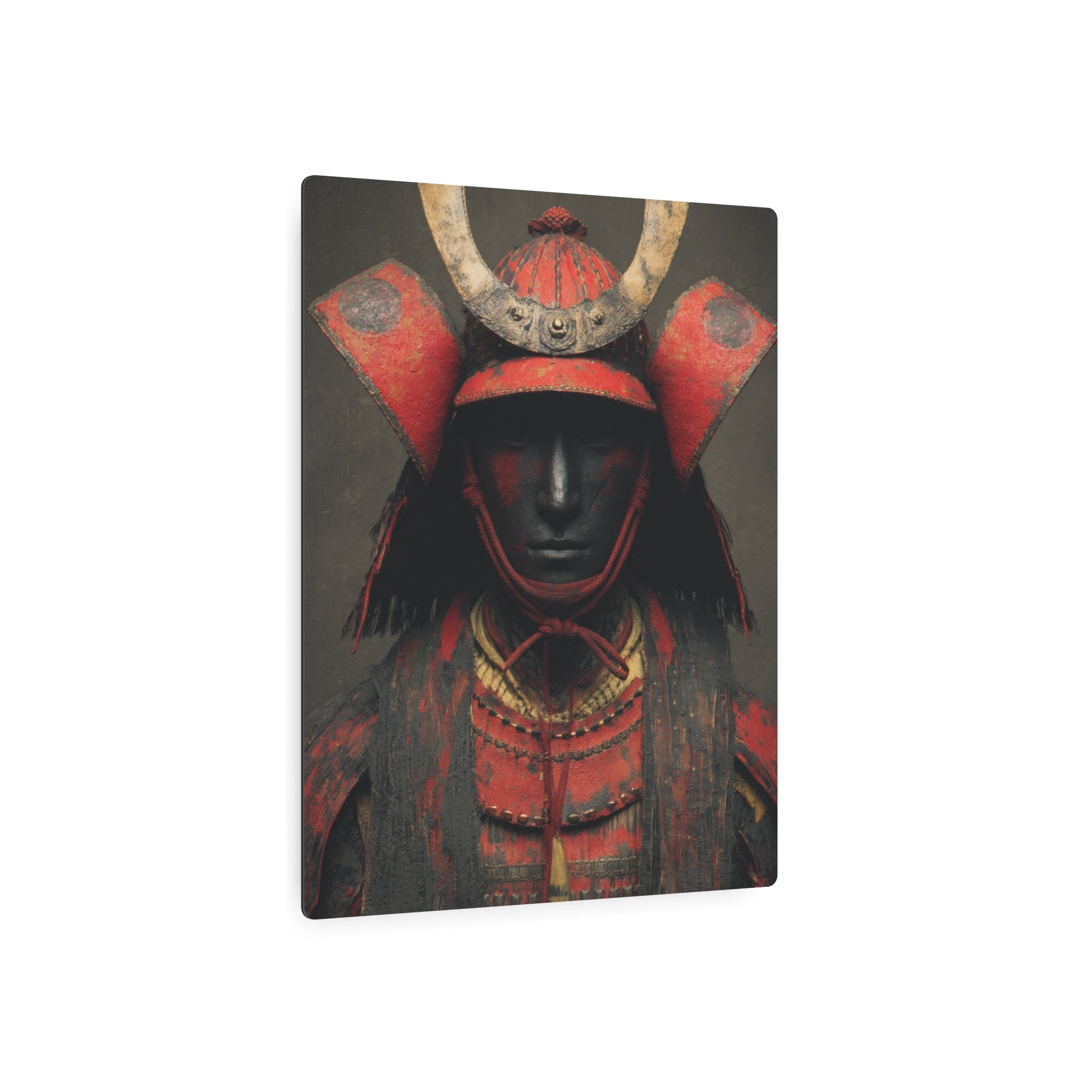 Samurai Armor Metal Art Sign — Red Warrior Wall Decor