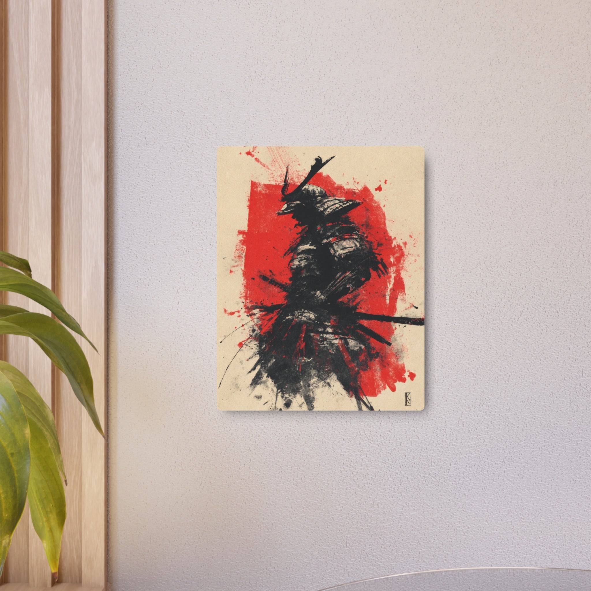 Samurai Ink Metal Art Sign – Japanese Warrior Wall Decor