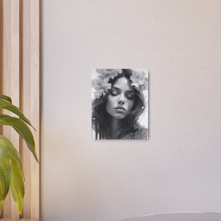 Metal Art — Beautiful Girl Floral Portrait Wall Decor - The Art Hub