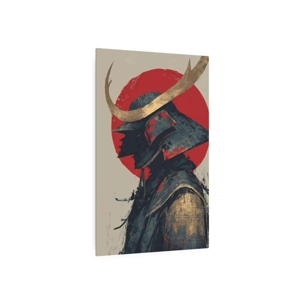Samurai Helmet Metal Art Sign — Japanese Warrior Wall Decor