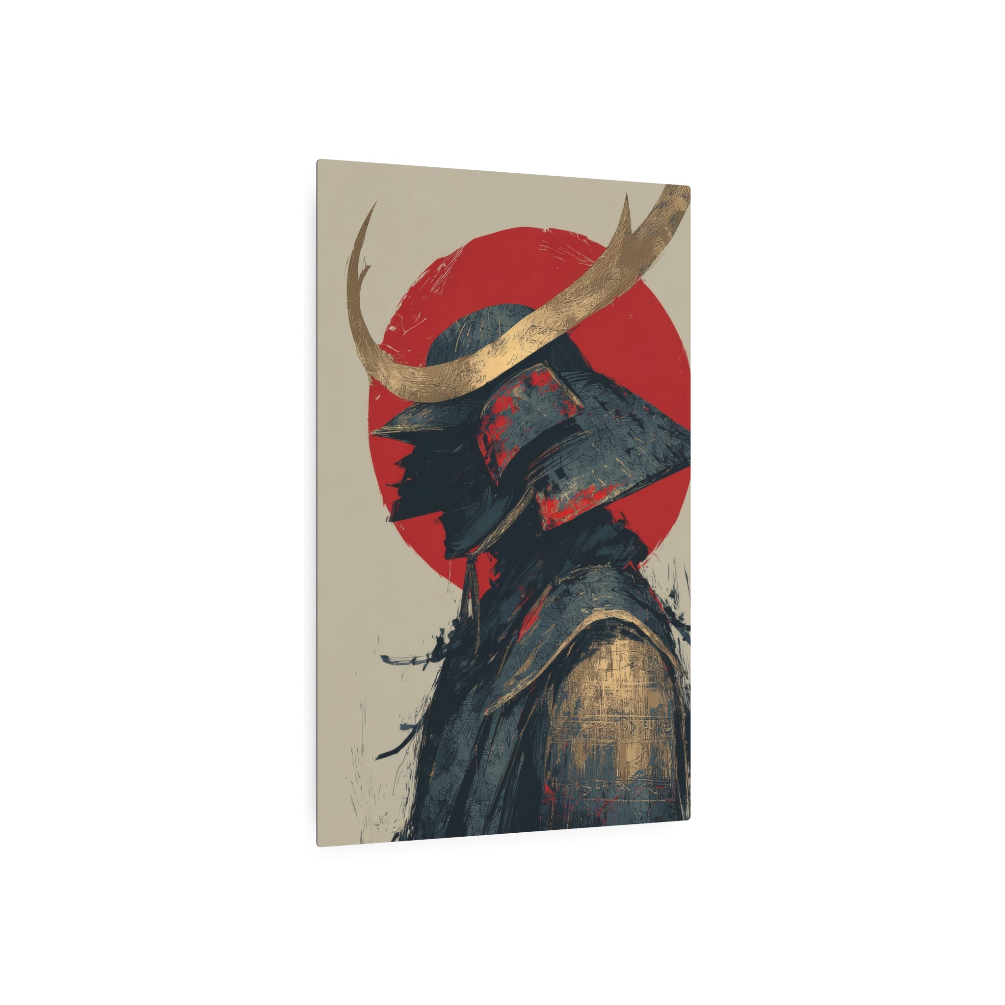 Samurai Helmet Metal Art Sign — Japanese Warrior Wall Decor