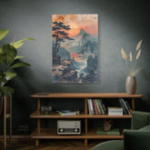 Sunset Mountain Landscape Canvas Print — Misty Pine Cliff Wall Art - The Art Hub