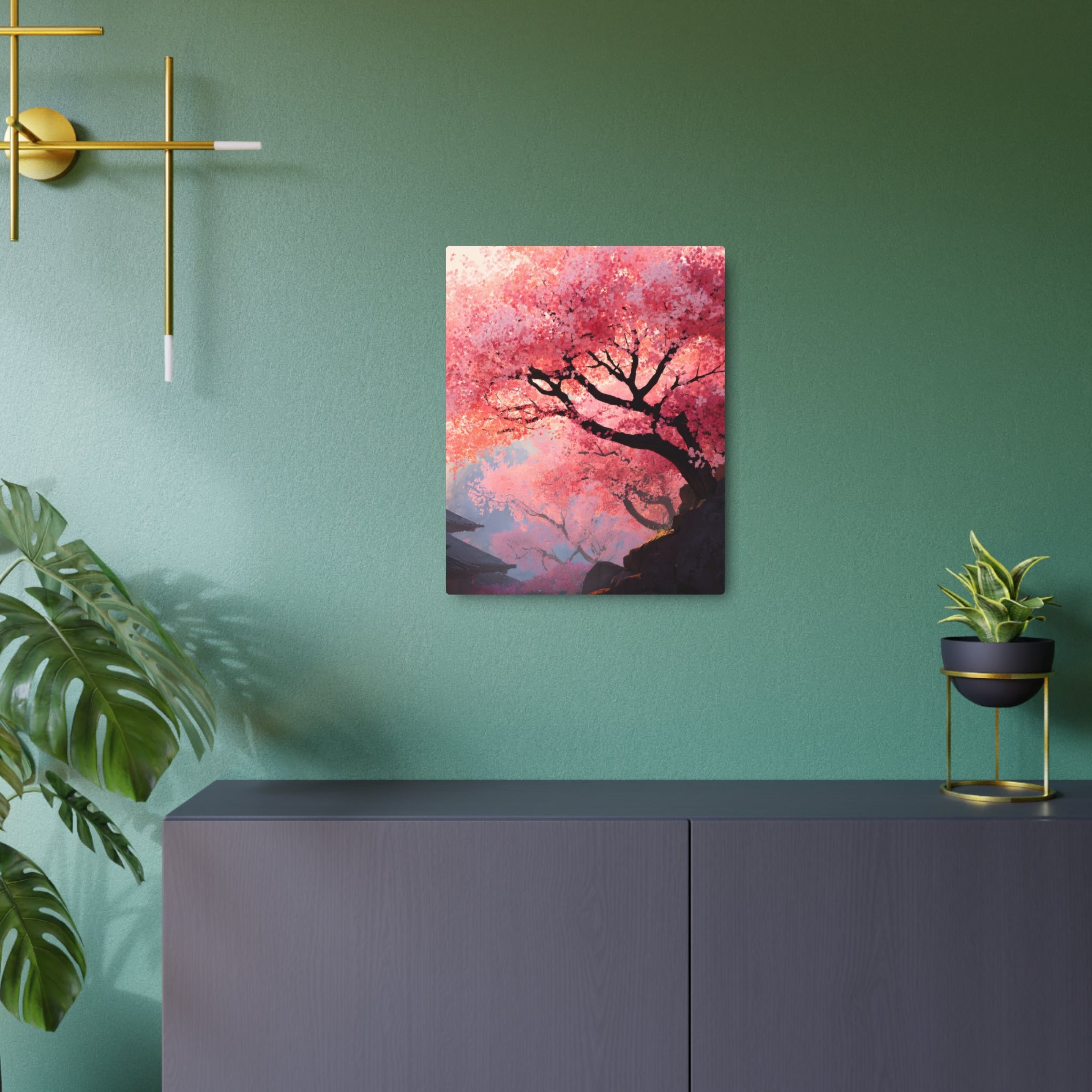 Cherry Blossom Metal Art Sign – Japanese Sakura Wall Decor