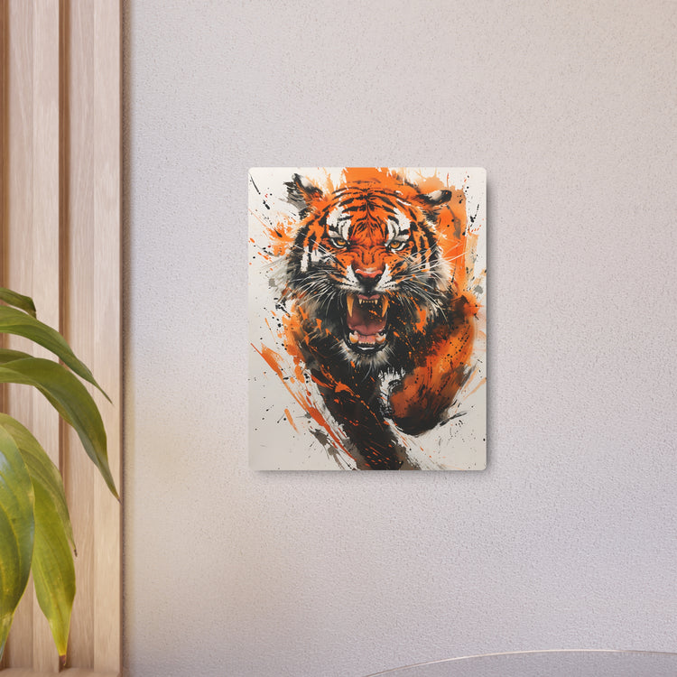 Roaring Tiger Metal Art Sign Vibrant Orange Wildlife Wall Decor - The Art Hub