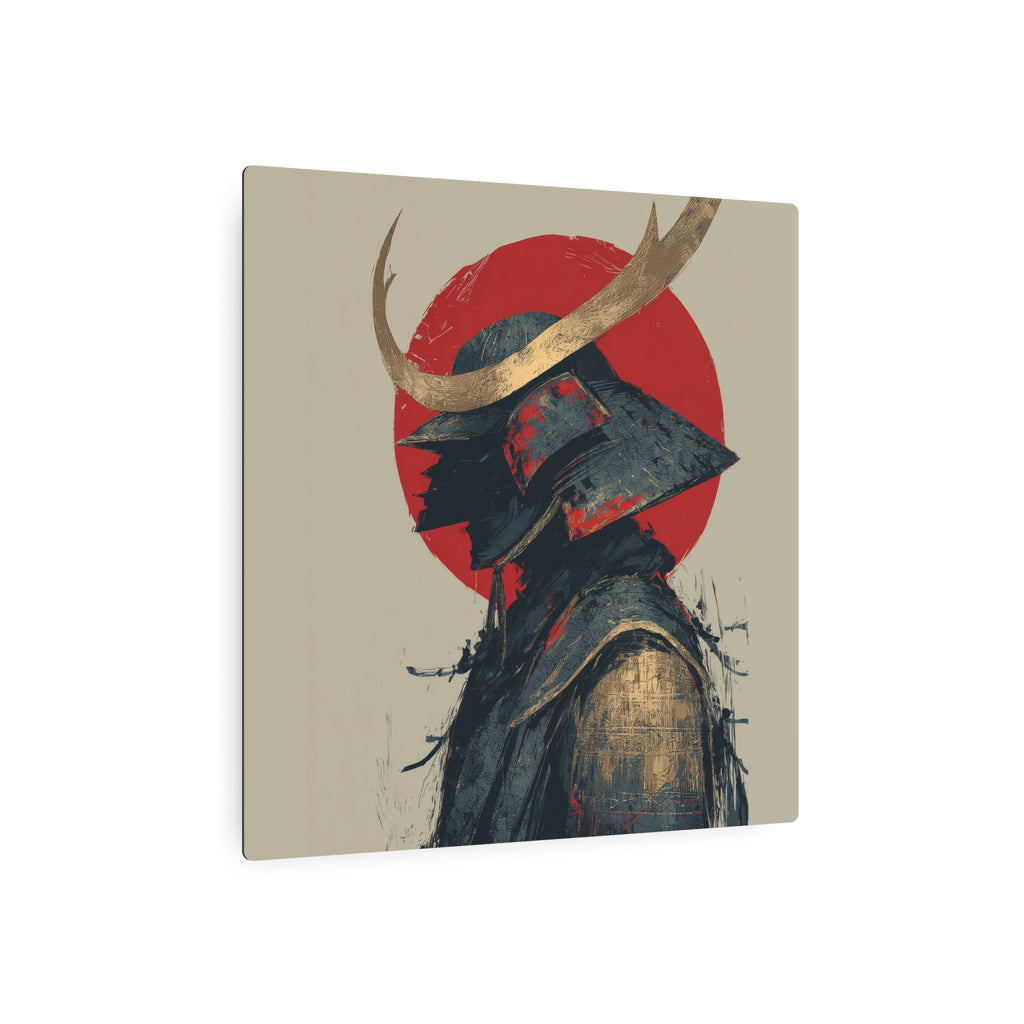 Samurai Helmet Metal Art Sign — Japanese Warrior Wall Decor