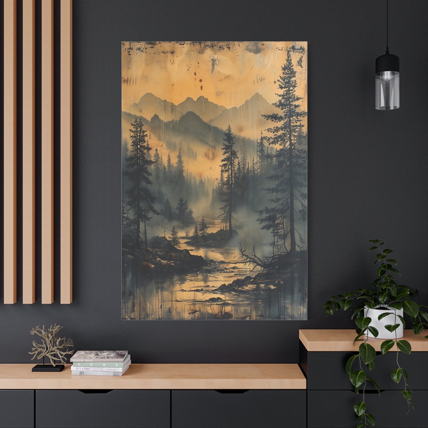 Mountain Mist Landscape Canvas Art— Rustic Pine Forest Wall Art - The Art Hub
