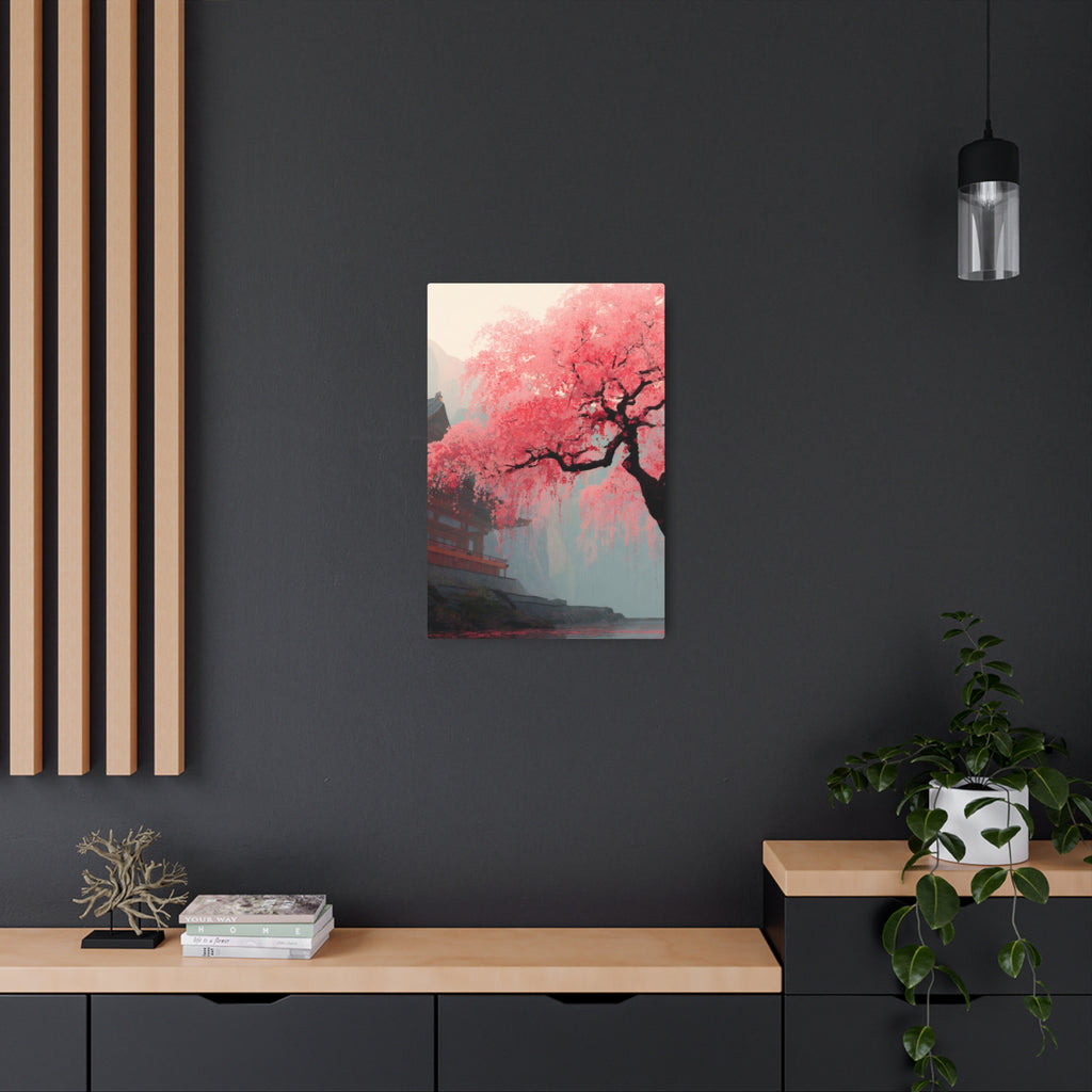 Cherry Blossom Metal Art Sign – Pink Sakura Landscape Wall Décor