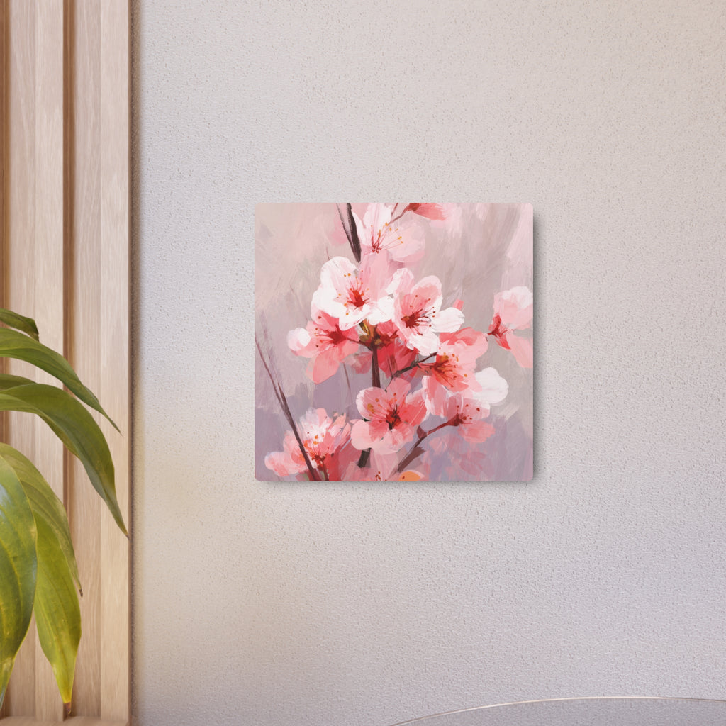 Cherry Blossom Metal Art Sign — Pink Floral Wall Décor