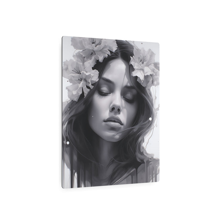 Metal Art — Beautiful Girl Floral Portrait Wall Decor - The Art Hub