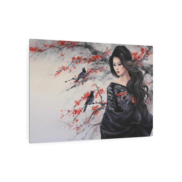 Metal Art Geisha with Sakura & Crows Wall Decor - The Art Hub