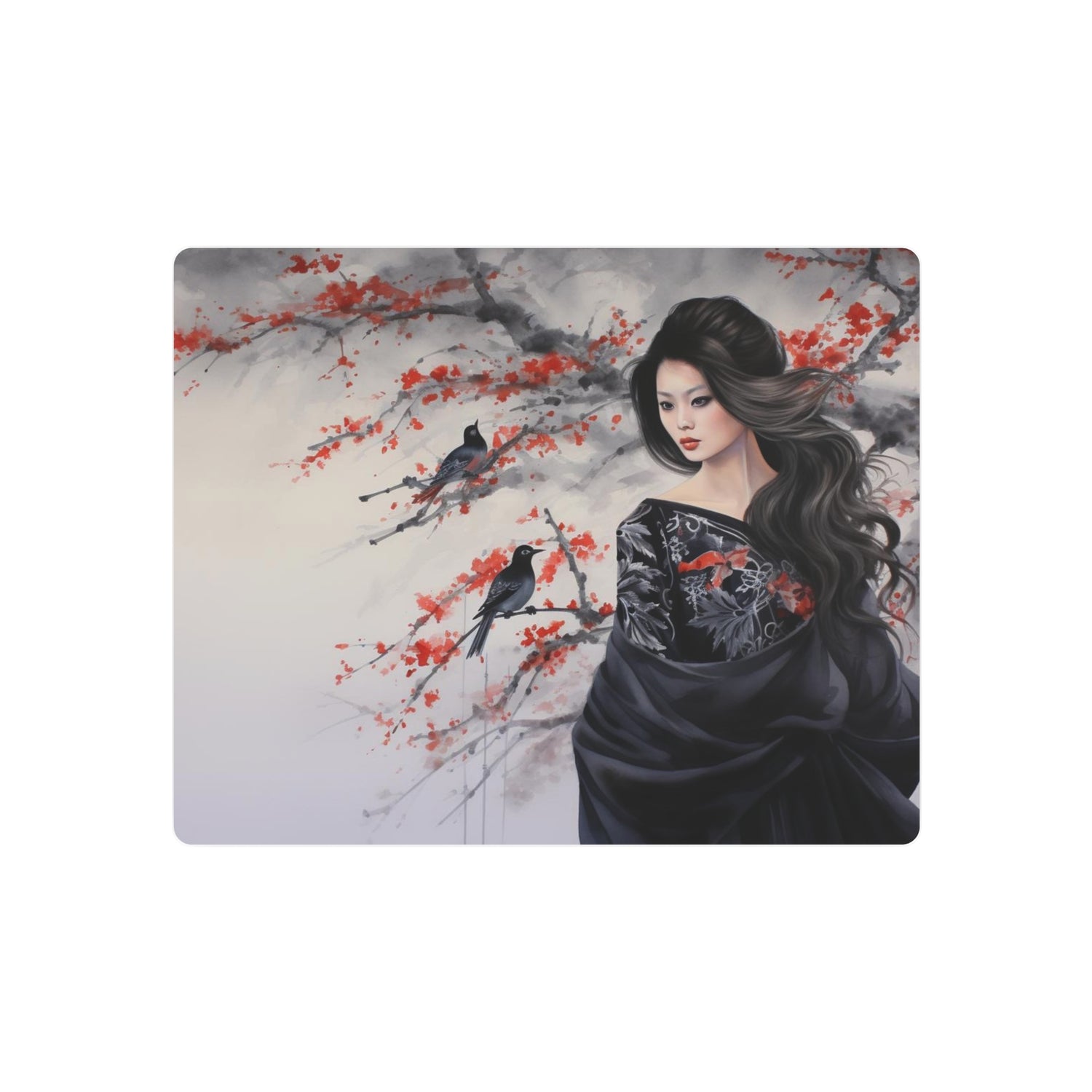 Metal Art Geisha with Sakura & Crows Wall Decor - The Art Hub