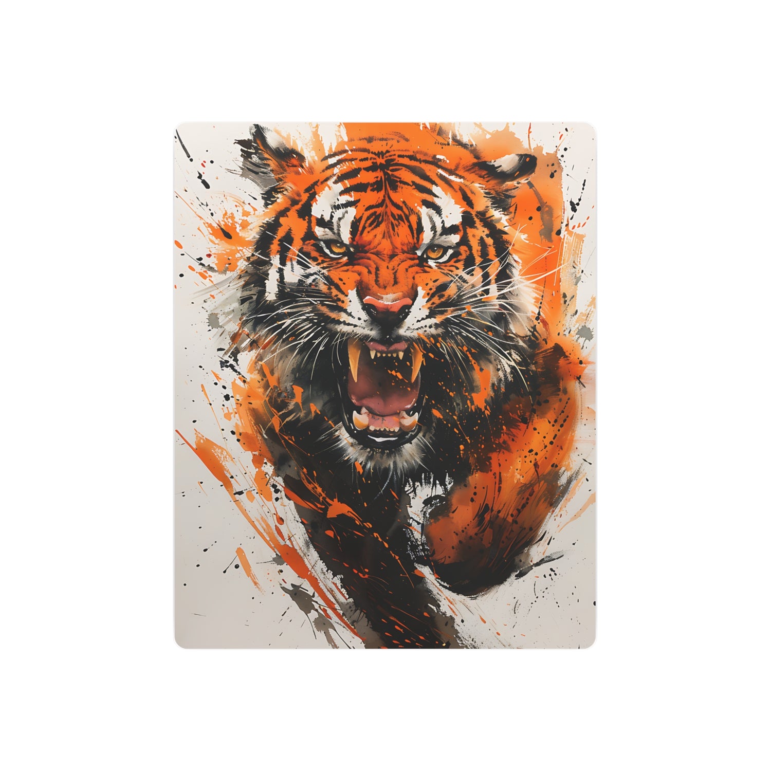 Roaring Tiger Metal Art Sign Vibrant Orange Wildlife Wall Decor - The Art Hub