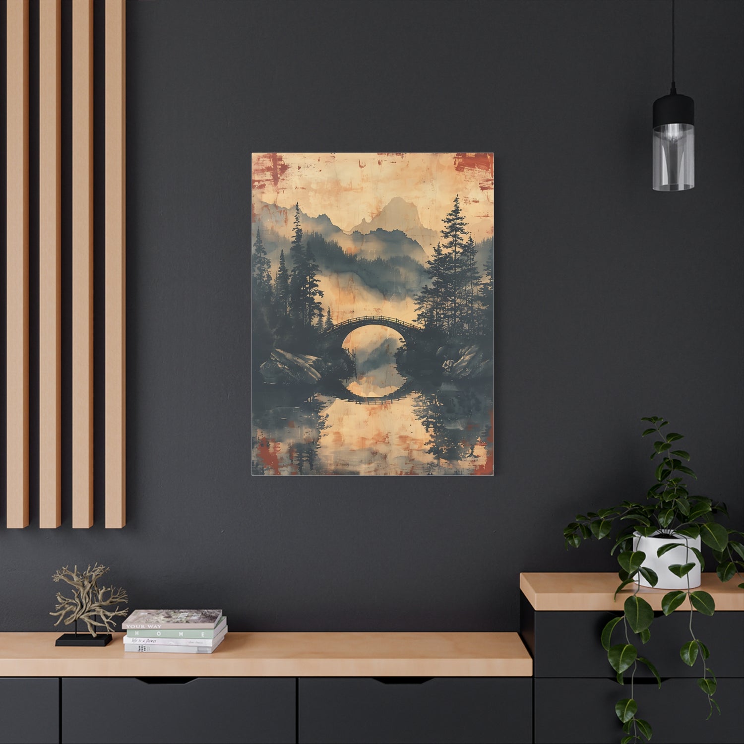 Chinese Landscape Painting Art — Misty Forest Landscape Matte Stretched Print - The Art Hub