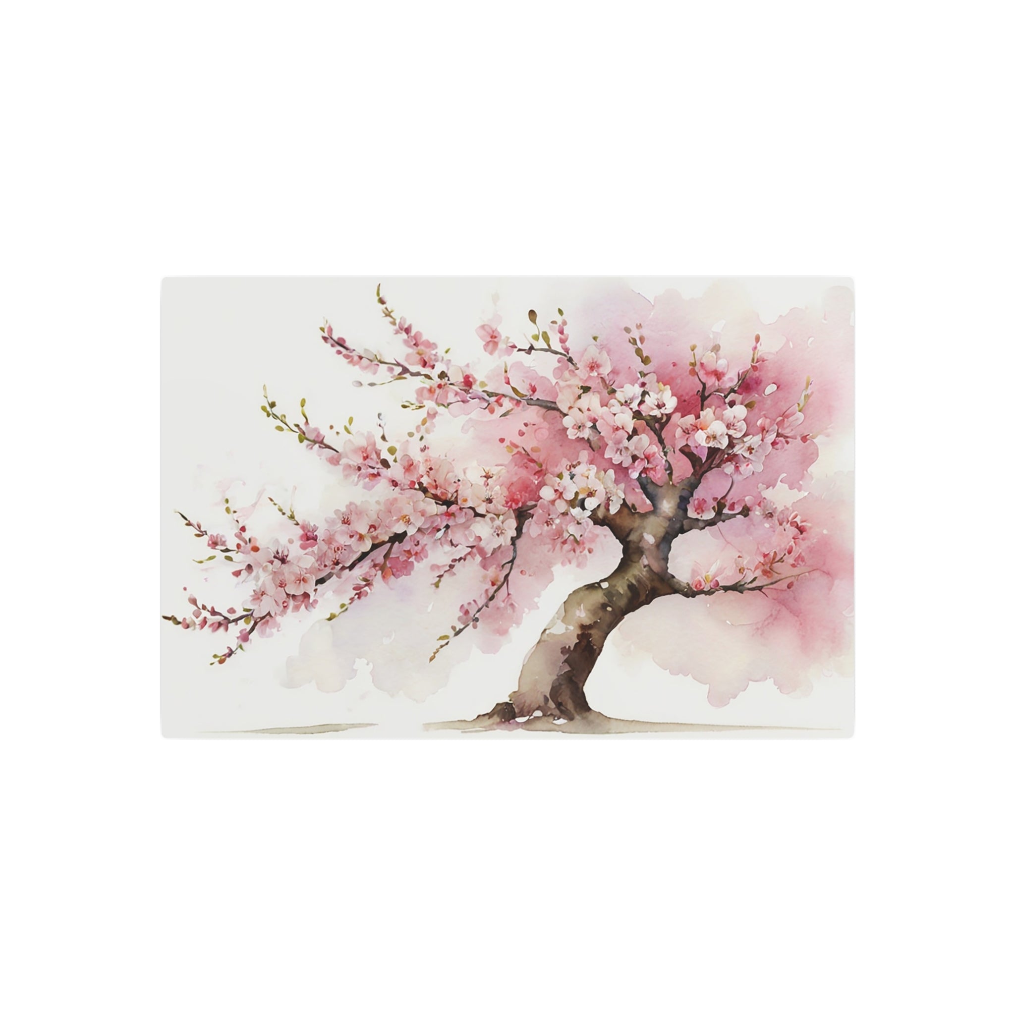 Cherry Blossom Metal Art Sign – Watercolor Spring Tree Wall Decor