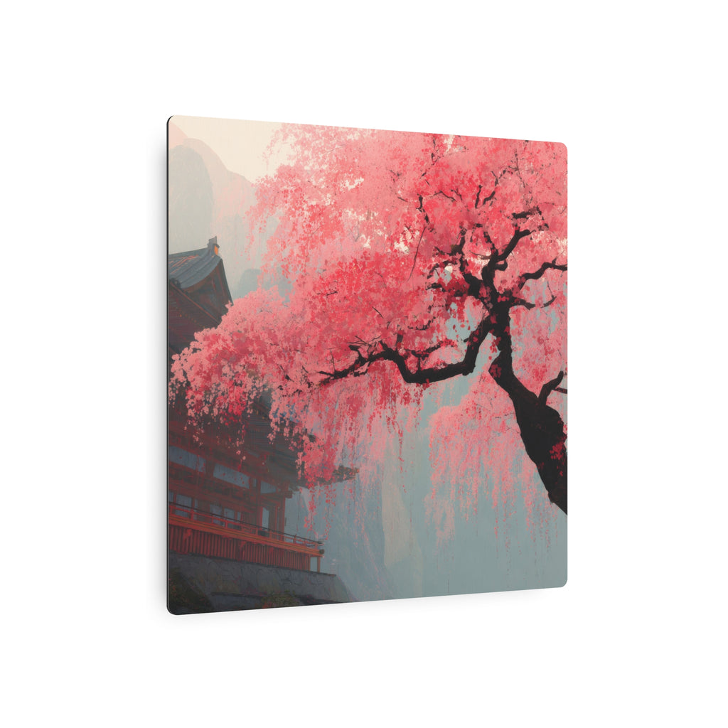 Cherry Blossom Metal Art Sign – Pink Sakura Landscape Wall Décor