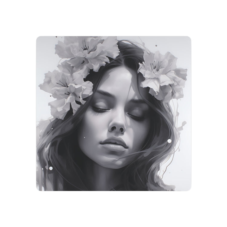 Metal Art — Beautiful Girl Floral Portrait Wall Decor - The Art Hub