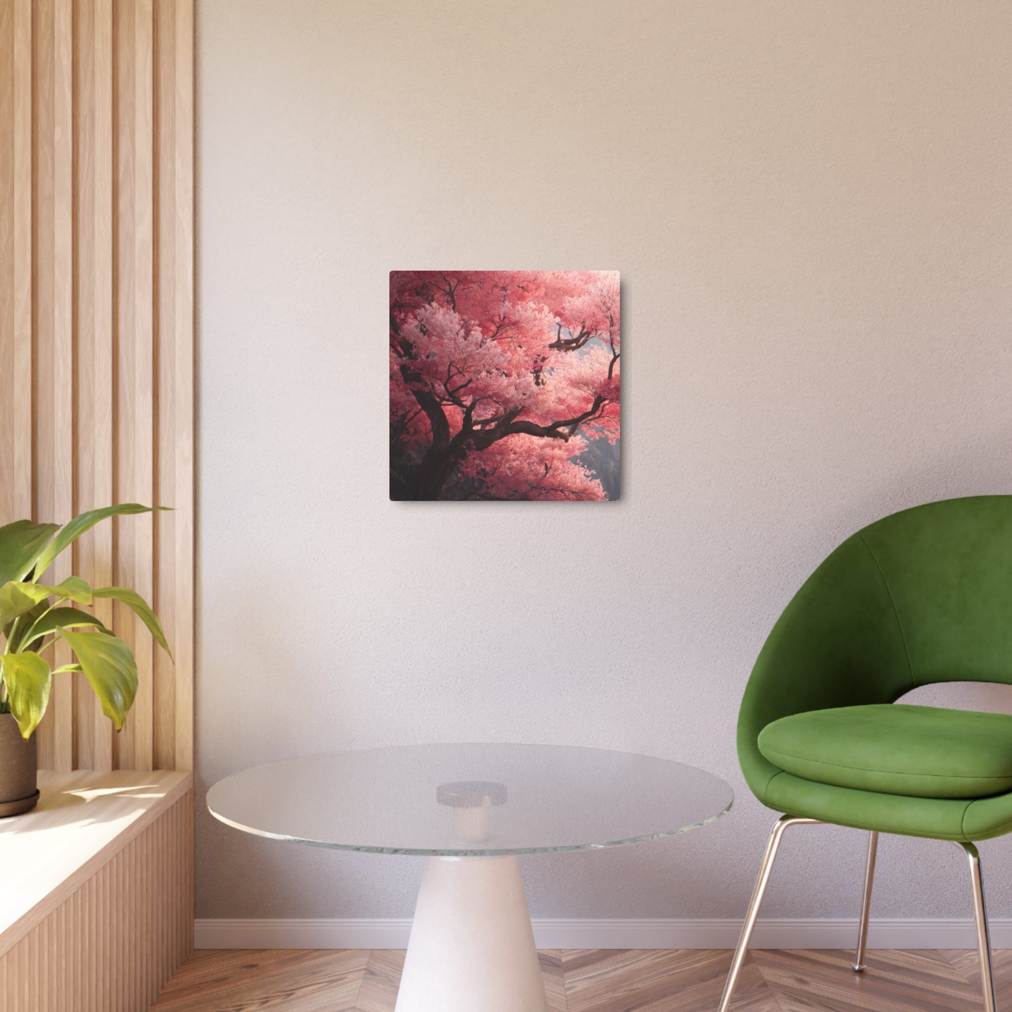 Cherry Blossom Metal Art Sign — Pink Sakura Wall Decor