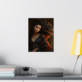 Fantasy Portrait Poster — Dark Sorceress with Dragon Matte Vertical Print - The Art Hub