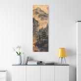 Zen Mountain Mist Canvas Art — Japanese Pagoda Landscape on Stretched Matte Canvas - The Art Hub