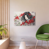 Metal Art Asian Woman with Red Blossoms Decorative Wall Art - The Art Hub