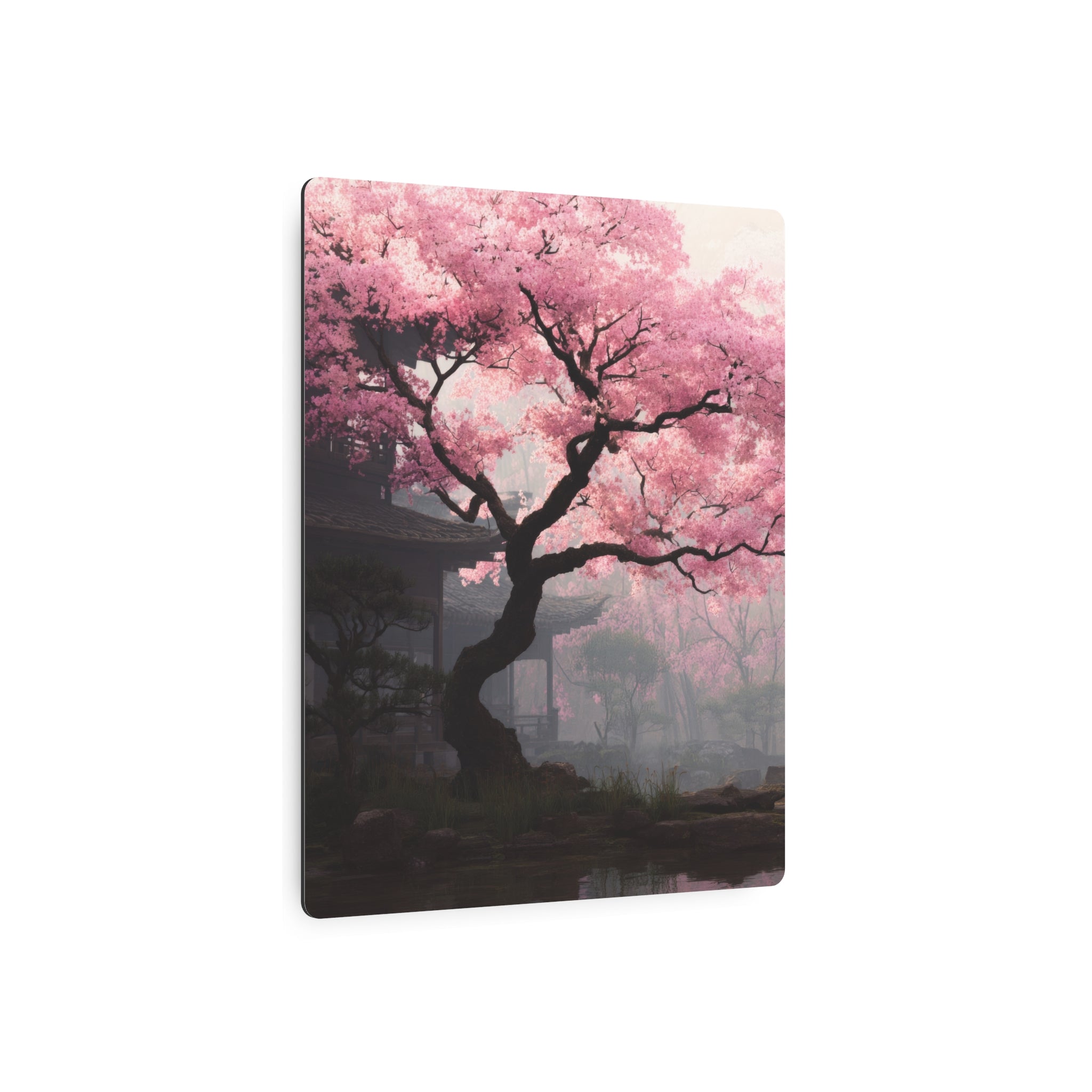 Cherry Blossom Metal Art Sign — Japanese Sakura Wall Decor