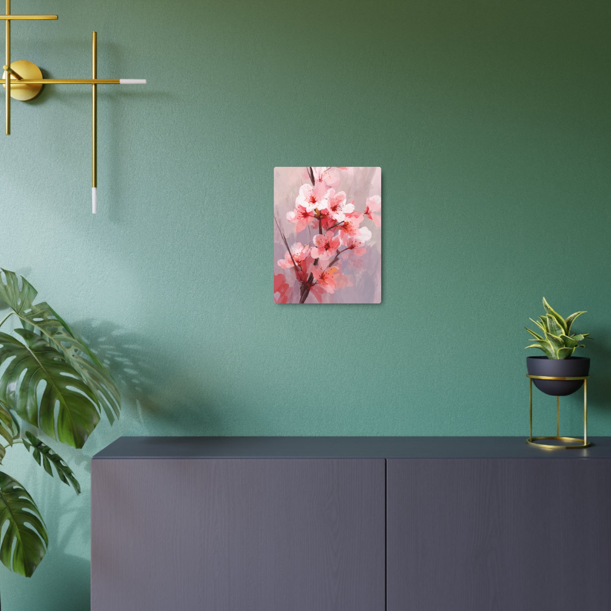 Cherry Blossom Metal Art Sign — Pink Floral Wall Décor