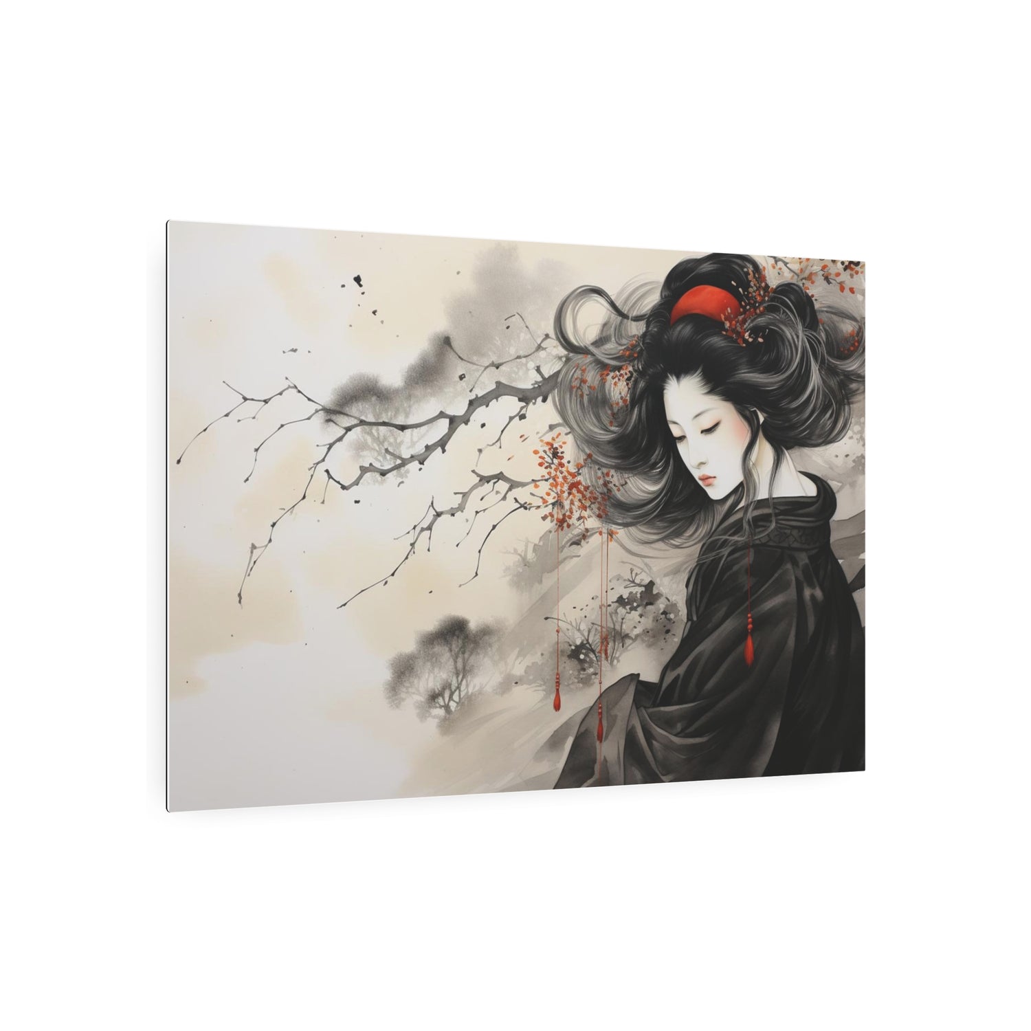 Metal Art Elegant Geisha Wall Plaque (Asian Ink-Style Décor) - The Art Hub