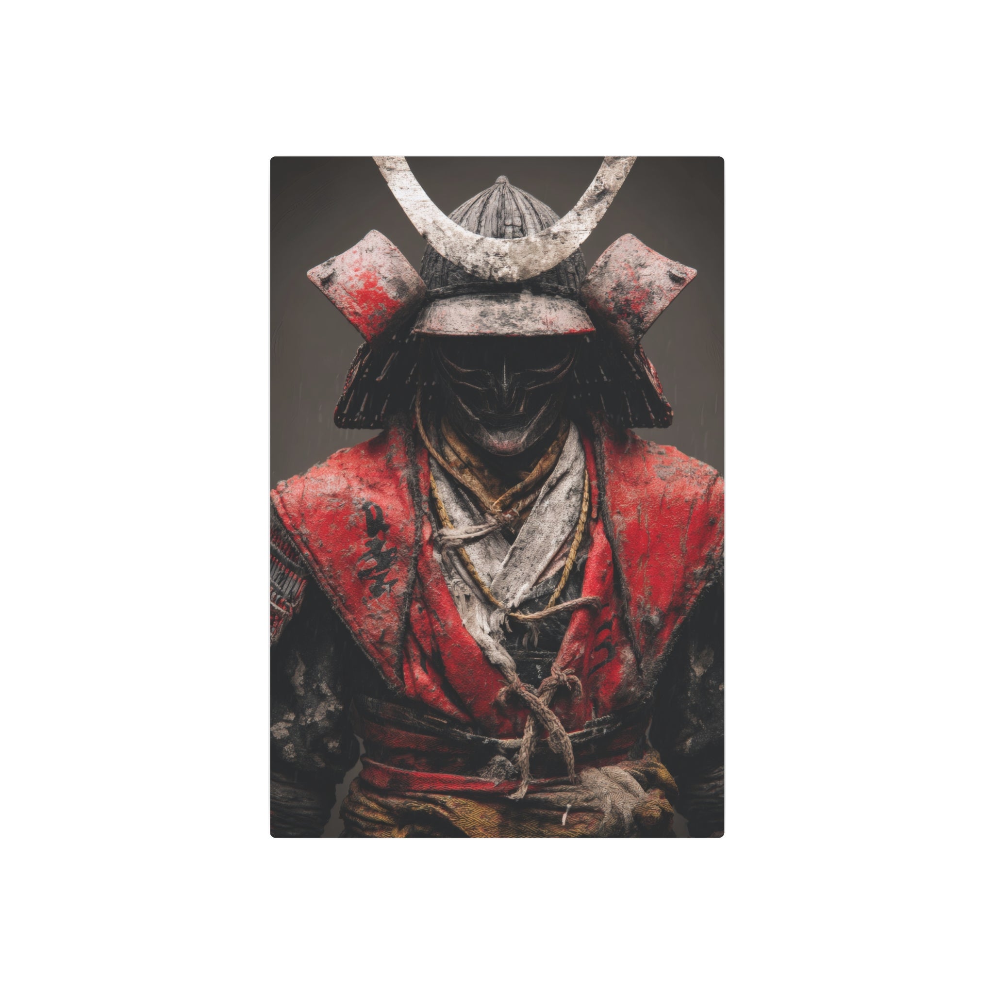 Samurai Warrior Metal Art Sign - Vintage Red Armor Wall Decor