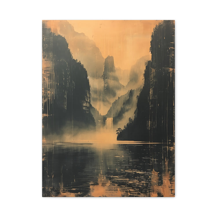 Chinese Landscape Art - Moody Mountain Lake Landscape Art - The Art Hub