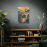 Golden Mist Mountain Landscape Canvas — Asian Pagoda Wall Art - The Art Hub