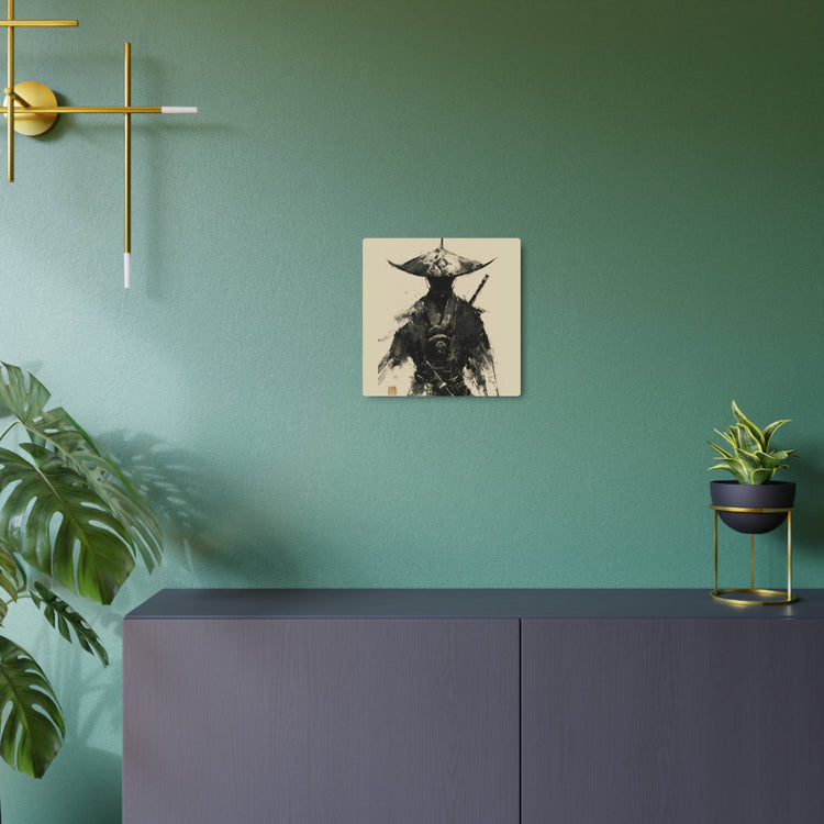 Samurai Ink Warrior Metal Art Sign — Japanese Sumi-e Wall Decor - The Art Hub