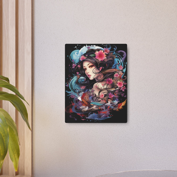 Japanese Floral Portrait Metal Art – Decorative Wall Plaque - The Art Hub