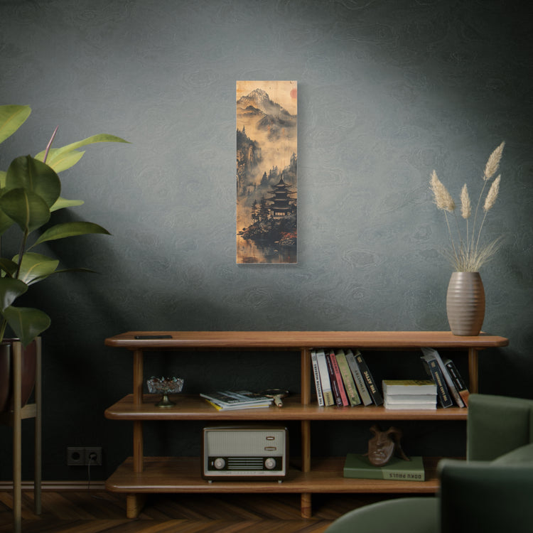 Zen Mountain Mist Canvas Art — Japanese Pagoda Landscape on Stretched Matte Canvas - The Art Hub