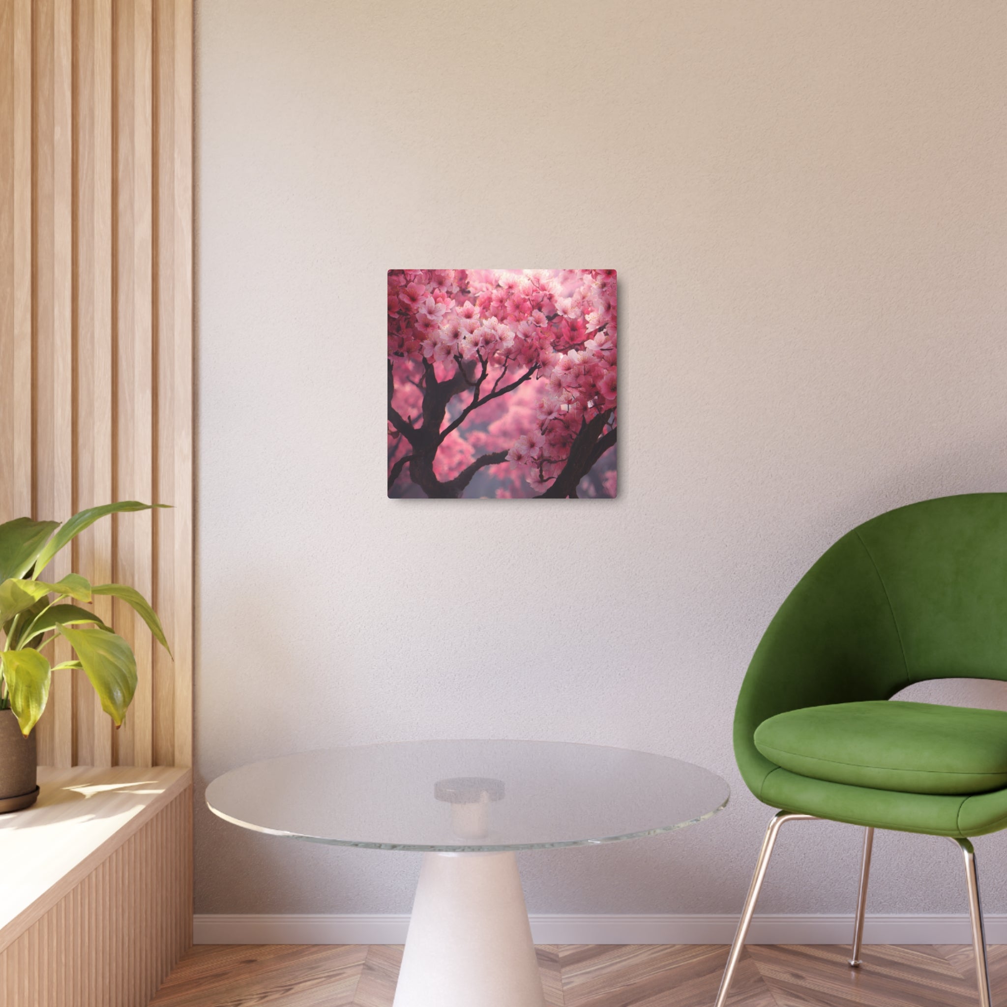 Cherry Blossom Metal Art Sign — Pink Floral Wall Decor