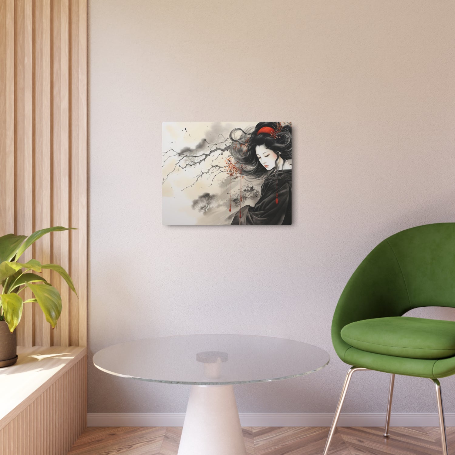 Metal Art Elegant Geisha Wall Plaque (Asian Ink-Style Décor) - The Art Hub