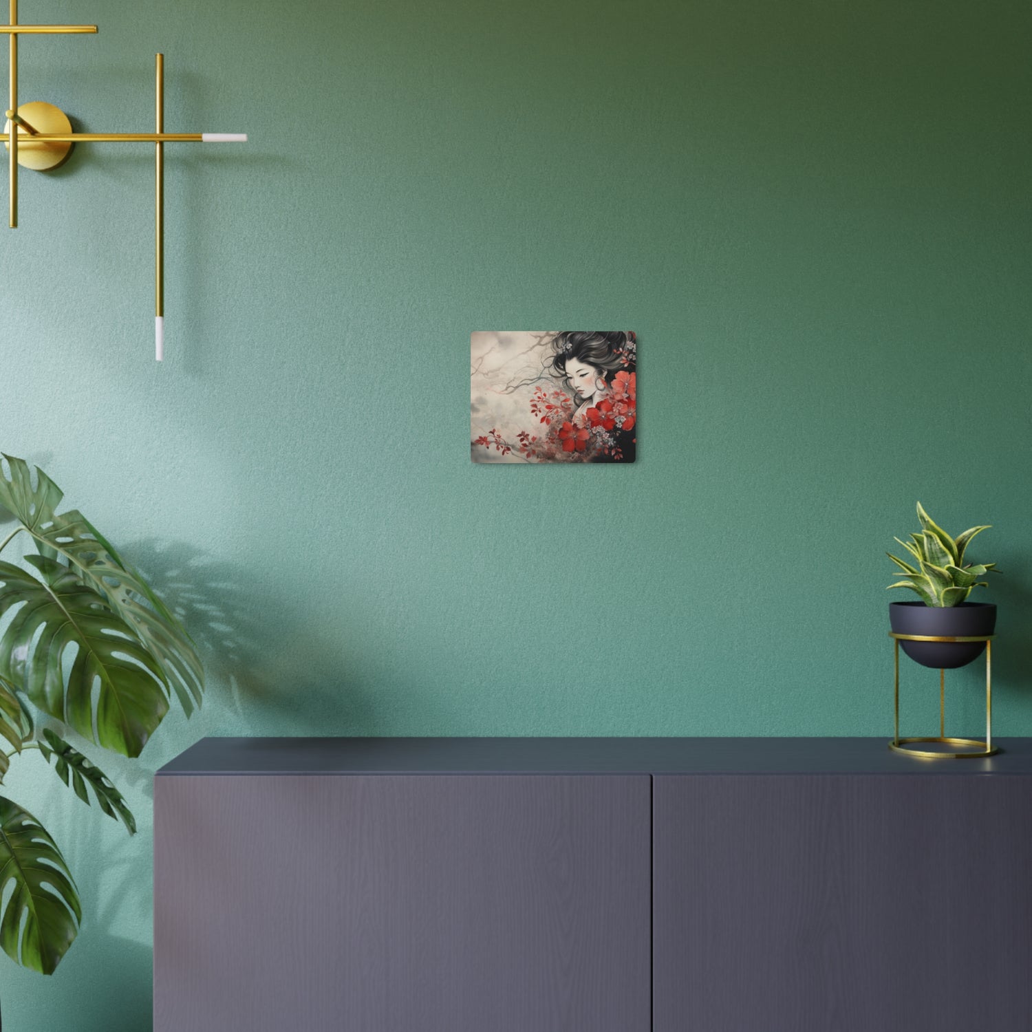 Oriental Geisha Metal Art Floral Japanese Wall Decor - The Art Hub