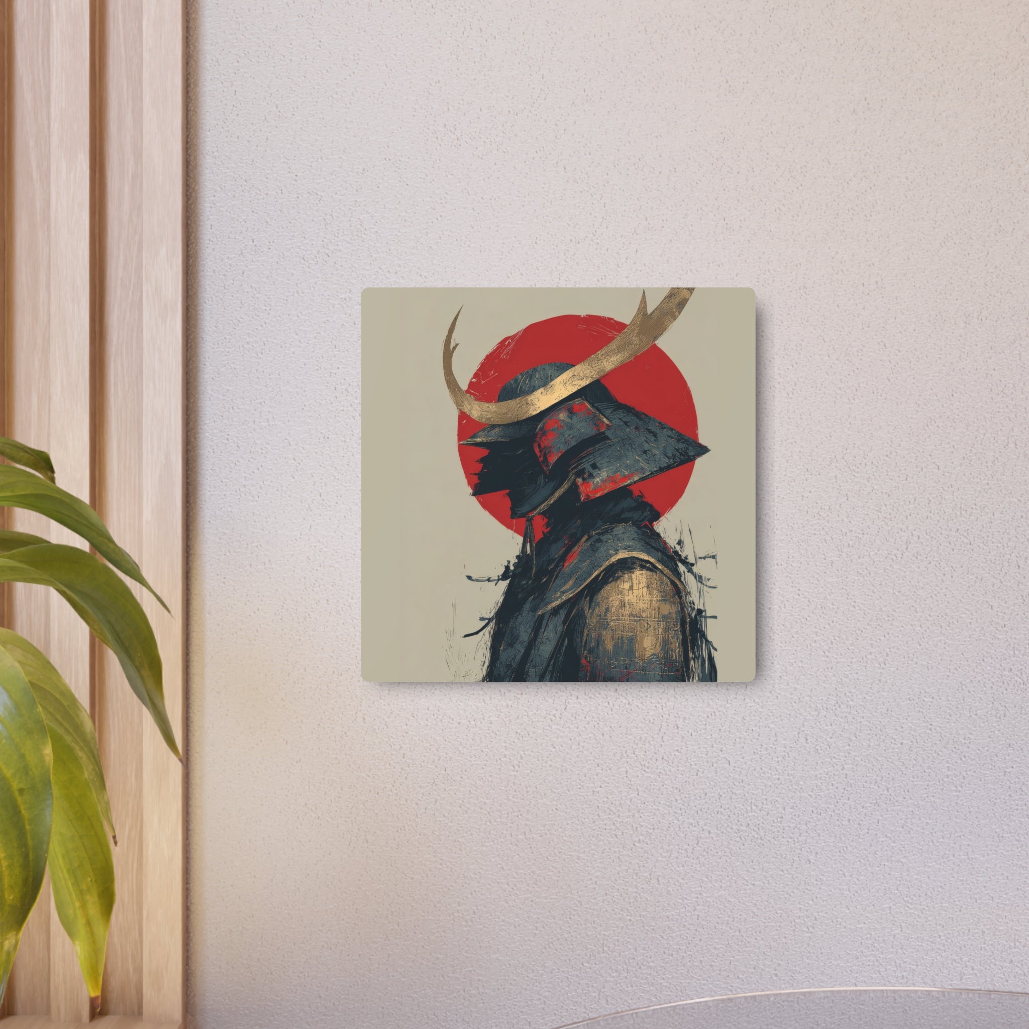 Samurai Helmet Metal Art Sign — Japanese Warrior Wall Decor