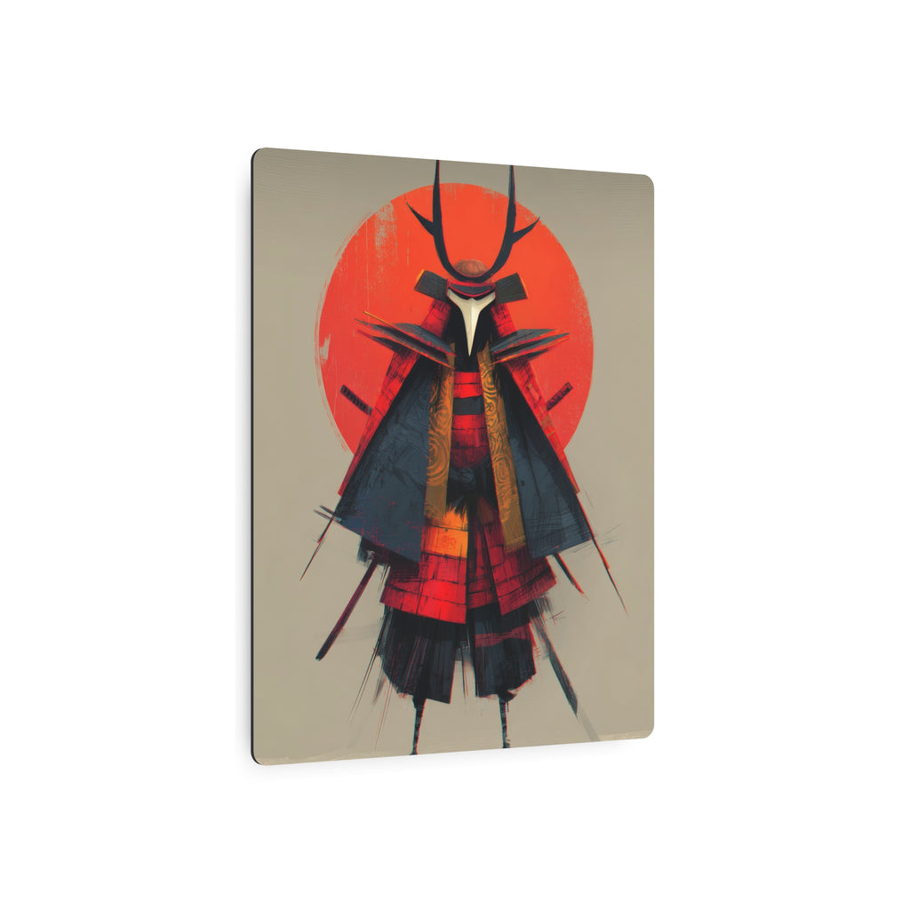 Samurai Metal Art Sign — Red Sun Warrior Wall Decor