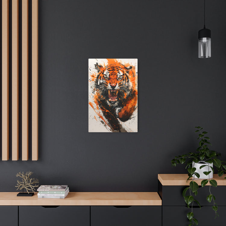 Roaring Tiger Metal Art Sign Vibrant Orange Wildlife Wall Decor - The Art Hub