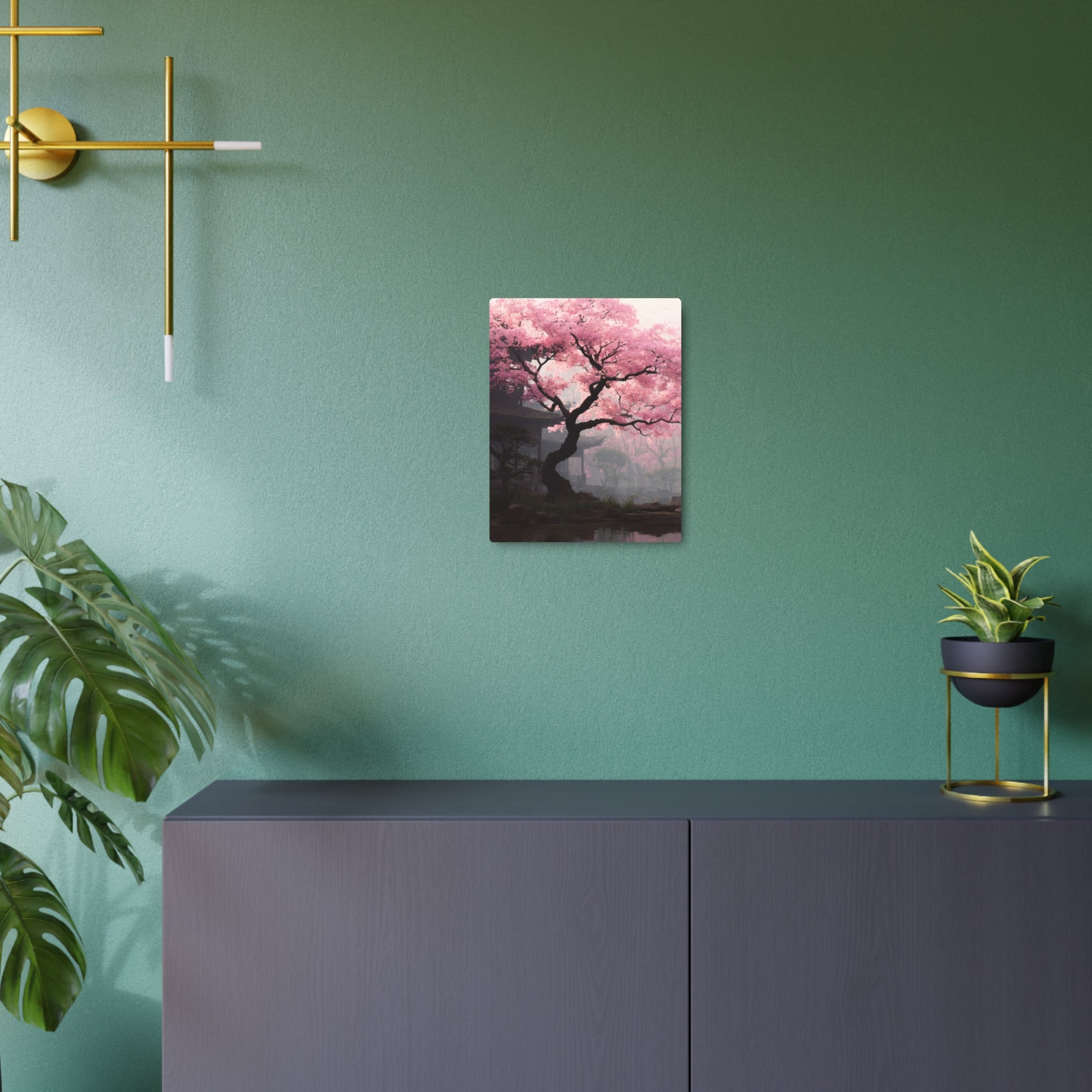 Cherry Blossom Metal Art Sign — Japanese Sakura Wall Decor