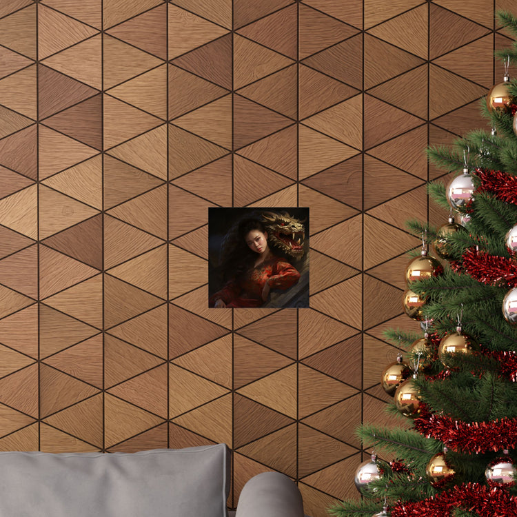 Matte Vertical Poster — Asian Warrior Woman with Dragon Art Print - The Art Hub