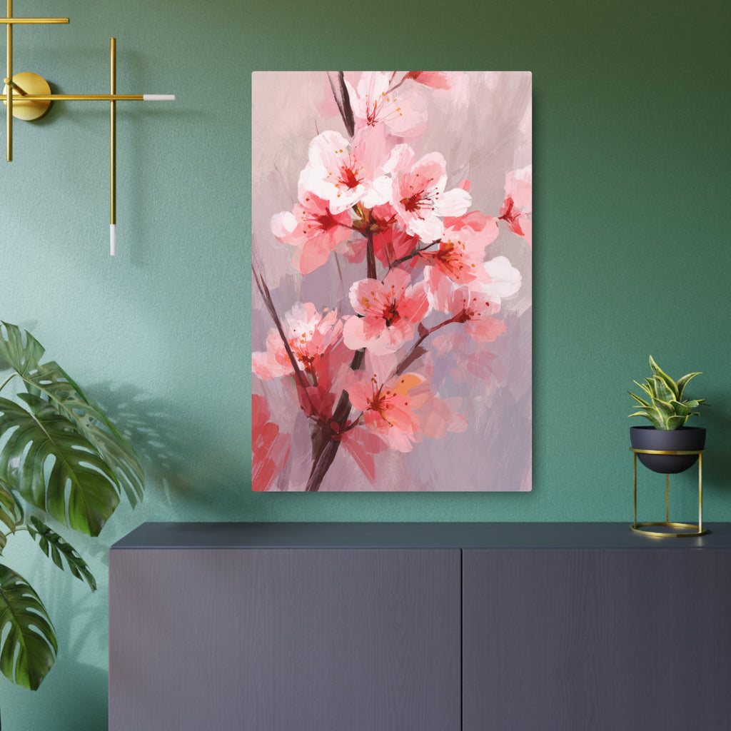 Cherry Blossom Metal Art Sign — Pink Floral Wall Décor