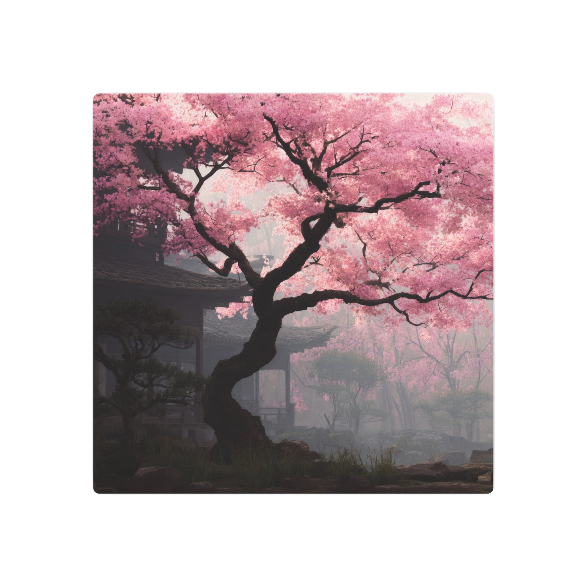 Cherry Blossom Metal Art Sign — Japanese Sakura Wall Decor