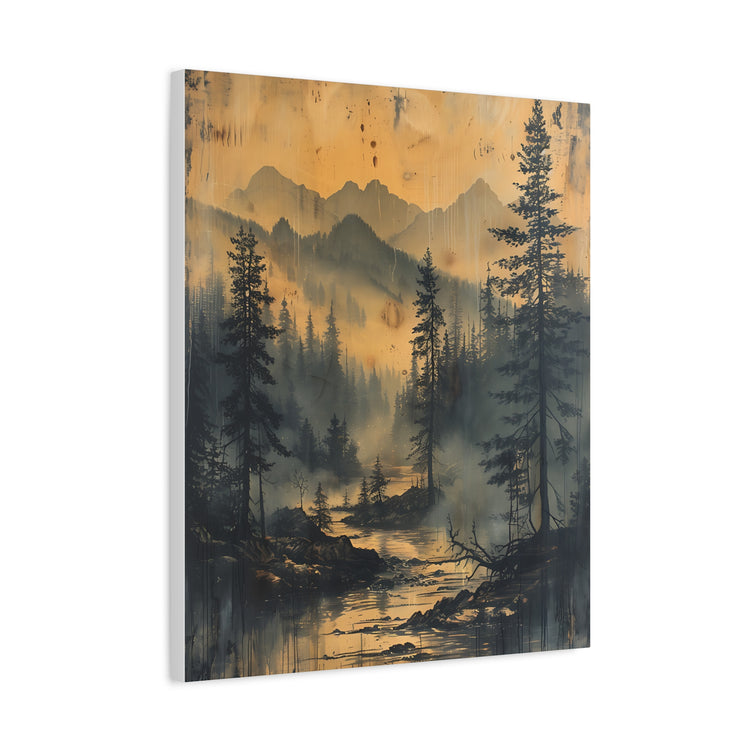 Mountain Mist Landscape Canvas Art— Rustic Pine Forest Wall Art - The Art Hub