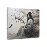 Oriental Lady Metal Art Serene Geisha with Cherry Blossoms Wall Decor - The Art Hub