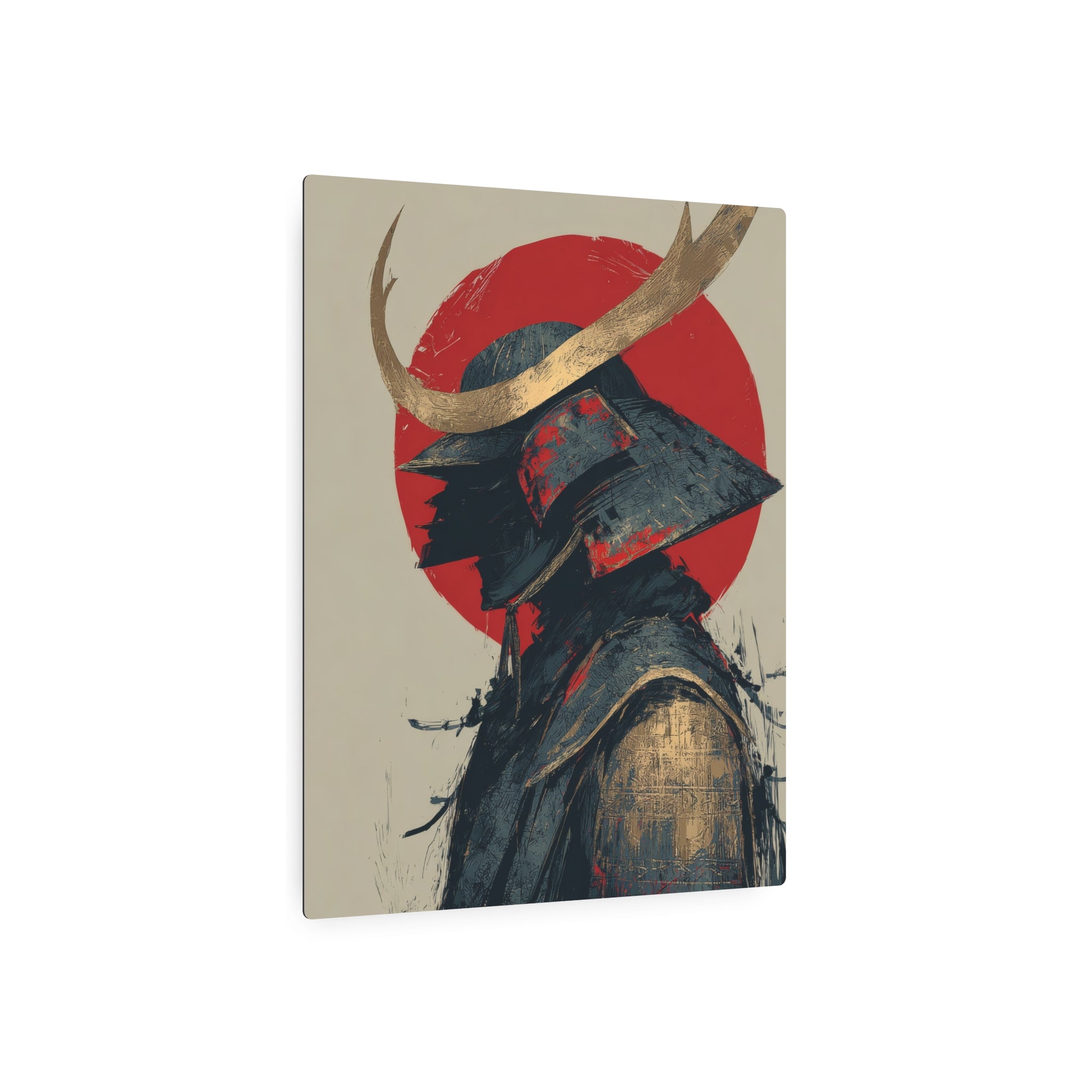 Samurai Helmet Metal Art Sign — Japanese Warrior Wall Decor